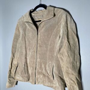 Wilson’s Leather Beige Women’s Zip Up Leather Suede Jacket